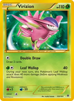 Virizion card from Plasma Blast, number 103/101