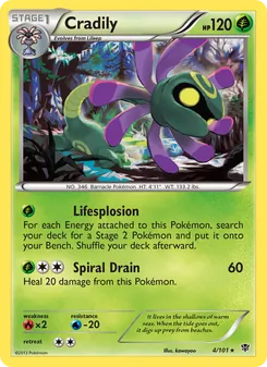 Cradily card from Plasma Blast, number 4/101