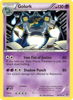 Golurk card from Plasma Blast, number 46/101