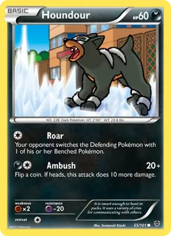 Houndour card from Plasma Blast, number 55/101