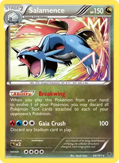 Salamence card from Plasma Blast, number 64/101