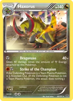 Haxorus card from Plasma Blast, number 69/101