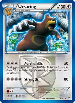 Ursaring card from Plasma Blast, number 76/101