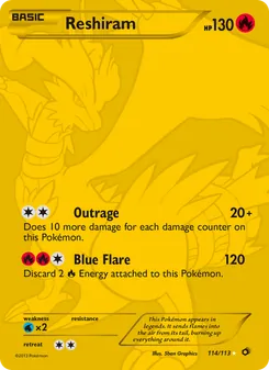 Reshiram card from Legendary Treasures, number 114/113