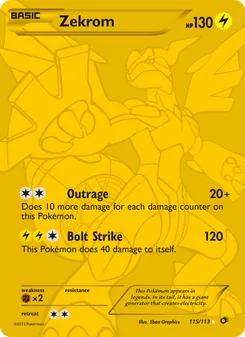 Zekrom card from Legendary Treasures, number 115/113