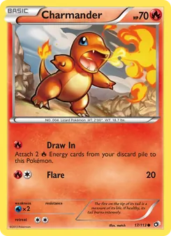 Charmander card from Legendary Treasures, number 17/113