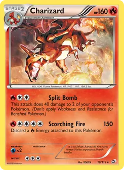 Charizard card from Legendary Treasures, number 19/113