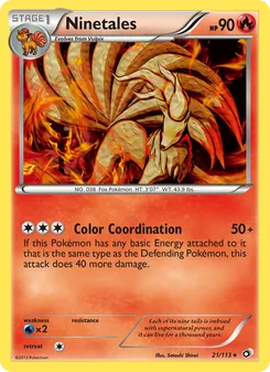 Ninetales card from Legendary Treasures, number 21/113