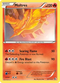 Moltres card from Legendary Treasures, number 22/113