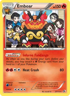 Emboar card from Legendary Treasures, number 27/113
