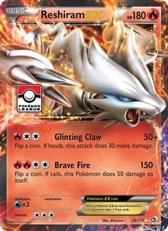 Reshiram-EX card from Legendary Treasures, number 29/113