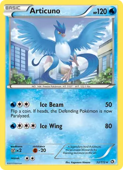 Articuno card from Legendary Treasures, number 32/113