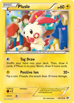 Plusle card from Legendary Treasures, number 47/113