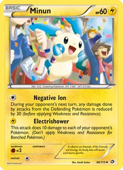 Minun card from Legendary Treasures, number 48/113