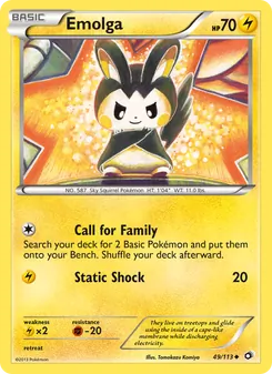 Emolga card from Legendary Treasures, number 49/113