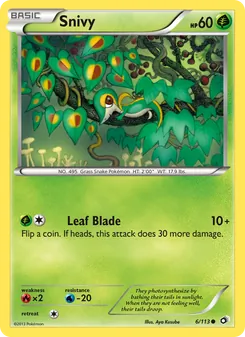 Snivy card from Legendary Treasures, number 6/113
