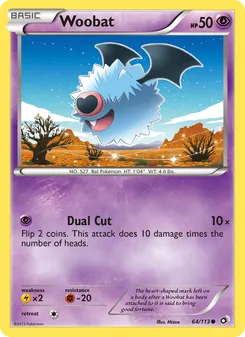 Woobat card from Legendary Treasures, number 64/113
