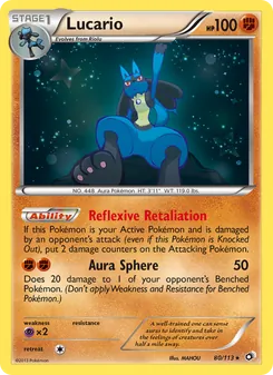 Lucario card from Legendary Treasures, number 80/113