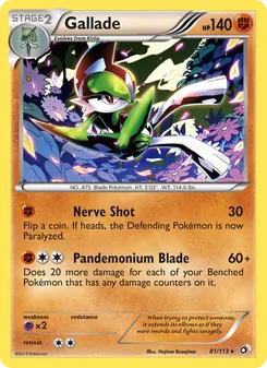 Gallade card from Legendary Treasures, number 81/113
