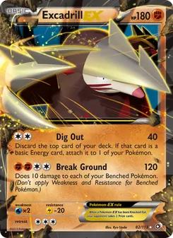 Excadrill-EX card from Legendary Treasures, number 82/113