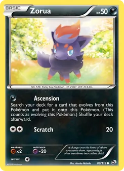 Zorua card from Legendary Treasures, number 89/113