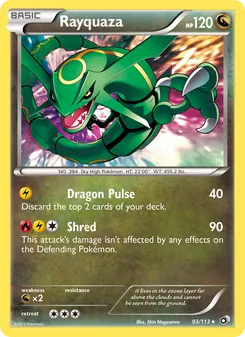 Rayquaza card from Legendary Treasures, number 93/113