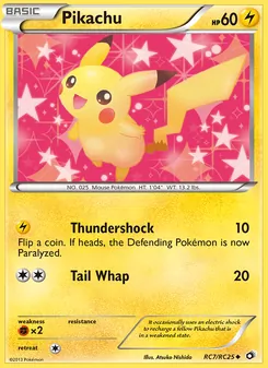 Pikachu card from Legendary Treasures, number RC7/113