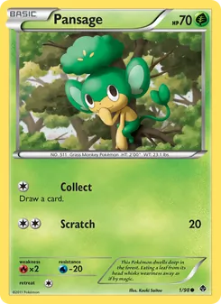 Pansage card from Emerging Powers, number 1/98