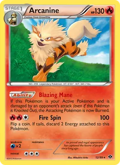 Arcanine card from Next Destinies, number 12/99