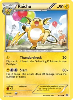 Raichu card from Next Destinies, number 40/99