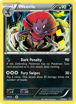 Weavile card from Next Destinies, number 70/99