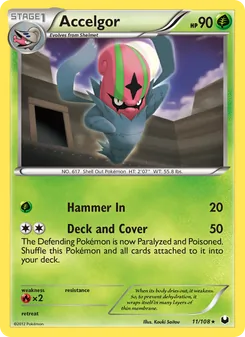 Accelgor card from Dark Explorers, number 11/108