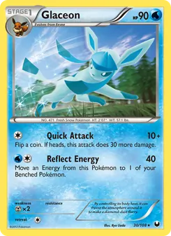 Glaceon card from Dark Explorers, number 30/108