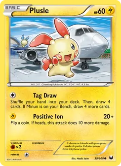 Plusle card from Dark Explorers, number 39/108
