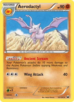 Aerodactyl card from Dark Explorers, number 53/108