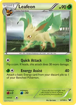 Leafeon card from Dark Explorers, number 6/108