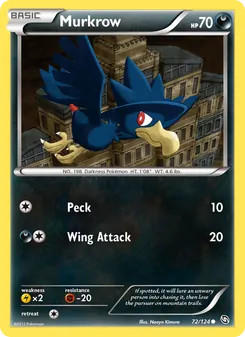 Murkrow card from Dragons Exalted, number 72/124