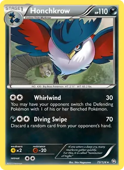 Honchkrow card from Dragons Exalted, number 73/124