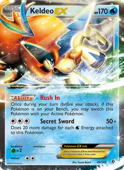 Keldeo-EX card from Boundaries Crossed, number 49/149