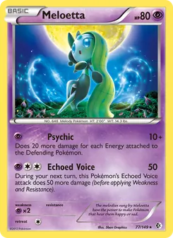 Meloetta card from Boundaries Crossed, number 77/149