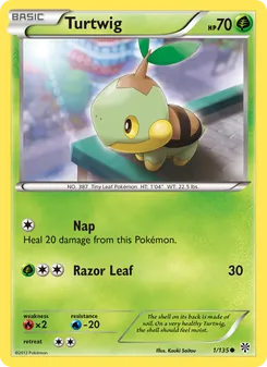 Turtwig card from Plasma Storm, number 1/135