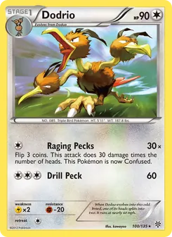 Dodrio card from Plasma Storm, number 100/135