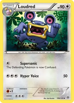 Loudred card from Plasma Storm, number 106/135