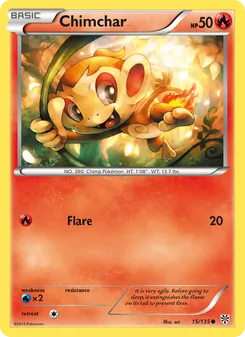 Chimchar card from Plasma Storm, number 15/135