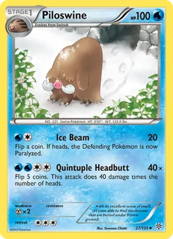 Piloswine card from Plasma Storm, number 27/135