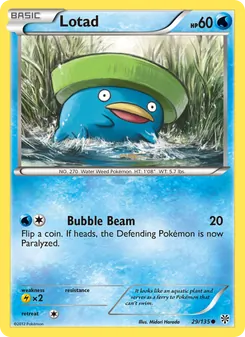 Lotad card from Plasma Storm, number 29/135