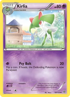 Kirlia card from Plasma Storm, number 60/135