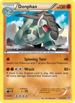Donphan card from Plasma Storm, number 72/135