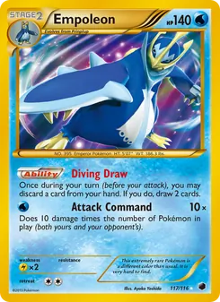 Empoleon card from Plasma Freeze, number 117/116