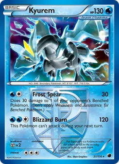 Kyurem card from Plasma Freeze, number 31/116